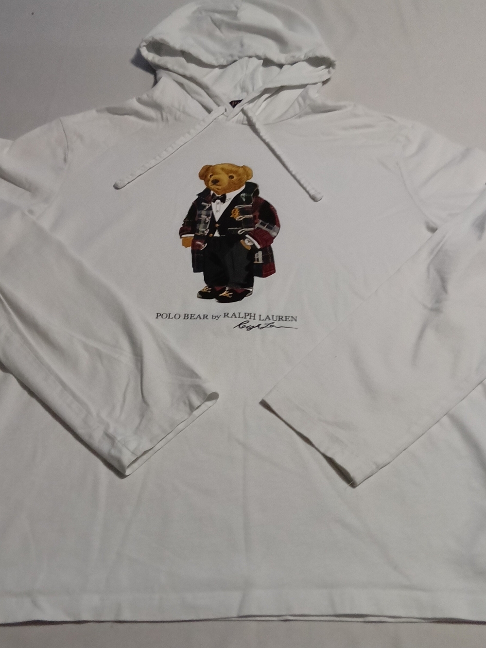 Ralph Lauren White Polo Bear Long Sleeve T Shirt Hoodie